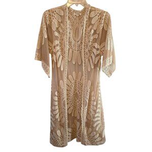 REBELLION AGAIN SIZE SMALL OPEN FRONT LACE  CARDIGAN DUSTER COVERUP FEMININE